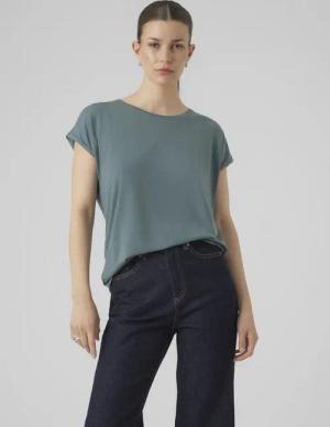 Vero Moda Rundhalsshirt VMAVA PLAIN SS TOP GAJRS NOOS Materialmix, regular fit