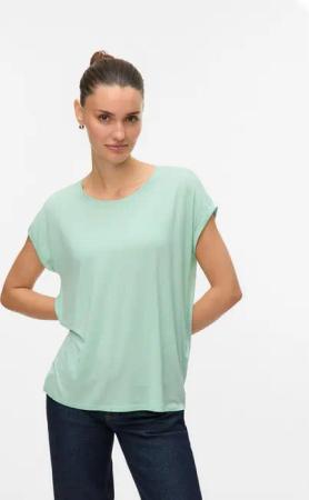 Vero Moda Rundhalsshirt VMAVA PLAIN SS TOP GAJRS NOOS Materialmix, regular fit