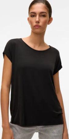 Vero Moda Rundhalsshirt VMAVA PLAIN SS TOP GAJRS NOOS Materialmix, regular fit