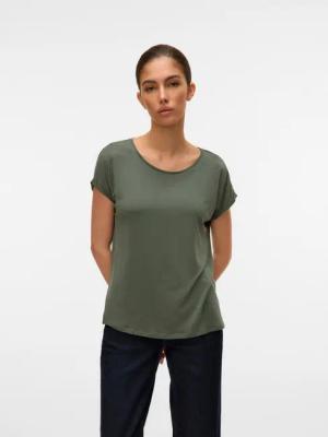 Vero Moda Rundhalsshirt VMAVA PLAIN SS TOP GAJRS NOOS Materialmix, regular fit