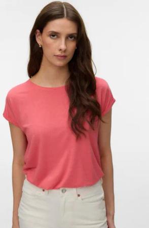 Vero Moda Rundhalsshirt VMLAVA PLAIN SS TOP LUREX STRIPE Viskosemischung, loose fit