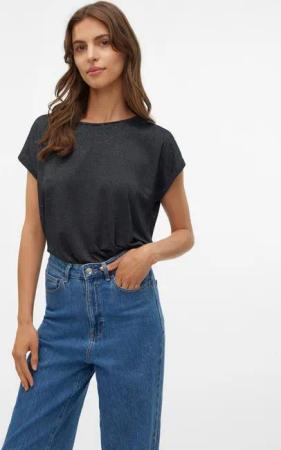 Vero Moda Rundhalsshirt VMLAVA PLAIN SS TOP LUREX STRIPE Viskosemischung, loose fit