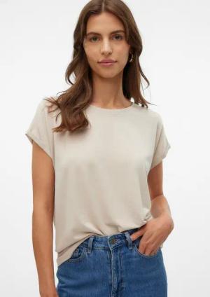 Vero Moda Rundhalsshirt VMLAVA PLAIN SS TOP LUREX STRIPE Viskosemischung, loose fit