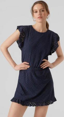 Vero Moda Rundhalsshirt VMTASSA SL FRILL TOP NOOS Materialmix, loose fit