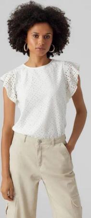 Vero Moda Rundhalsshirt VMTASSA SL FRILL TOP NOOS Materialmix, loose fit