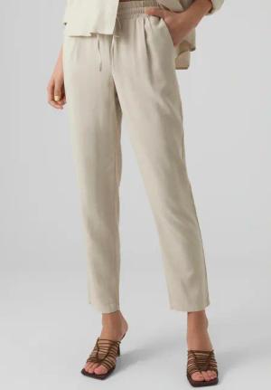 Vero Moda Schlupfhose "VMJESMILO MW ANKLE PANTS WVN NOOS" mit Leinen, elastisches Bündchen und Kordelzug