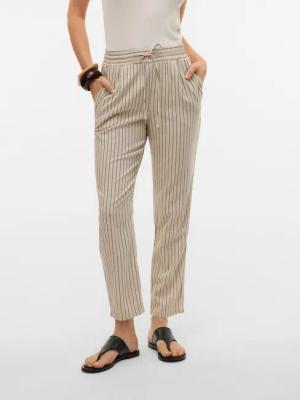 Vero Moda Schlupfhose VMJESMILO MW ANKLE PANTS WVN NOOS mit Leinen, elastisches Bündchen und Kordelzug