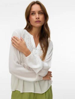 Vero Moda Shirtbluse "VMMENNY EMB LS TOP WVN NOOS" Viskose, Stickerei Details