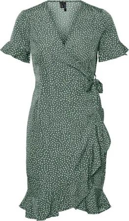 Vero Moda Shirtkleid Kurzes Wickel mit Rüschen VMHENNA (kurz) VMHENNA 2/4 WRAP FRILL DRESS NOOS