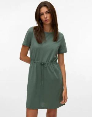 Vero Moda Shirtkleid VMLUNA SS SHORT STRING DRESS JRS NOOS Baumwollmischung, regular fit