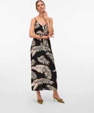 Vero Moda Spaghettikleid VMEASY JOY SLIT MAXI V-NECK DRESS WV GA Viskose, regular fit
