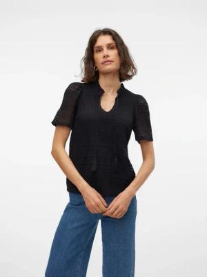 Vero Moda Spitzenshirt "VMHONEY LACE S/S TASSEL TOP WVN GA"