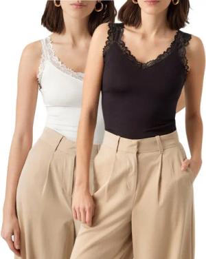 Vero Moda Spitzentop (Set, 2er-Pack) Basic Tank Top Unifarben im Doppelpack