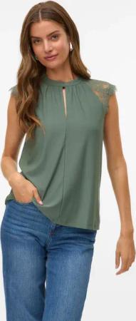 Vero Moda Spitzentop "VMMILLA SL LACE TEE" Materialmix, regular fit