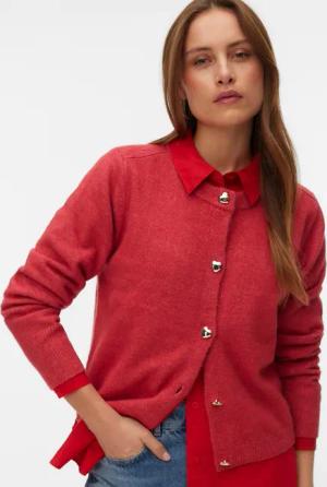 Vero Moda Strickjacke "VMFIONA LS SHORT BUTTON CARDIGAN GA BOO" mit Wolle und Stretch