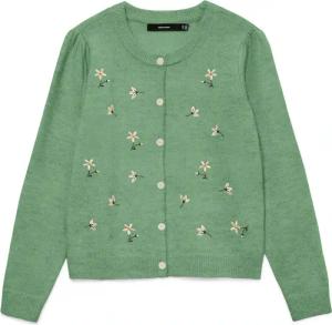Vero Moda Strickjacke "VMFIORELLA EMB LS O-NECK SHORT CARD BOO" mit Blumenstickerei