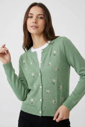 Vero Moda Strickjacke "VMFIORELLA EMB LS O-NECK SHORT CARD BOO" mit Blumenstickerei