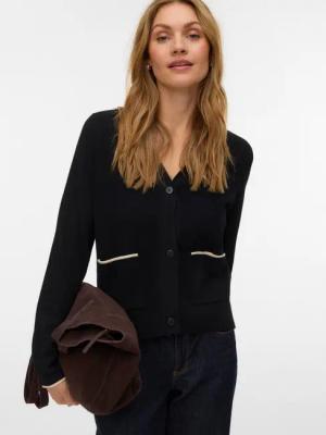 Vero Moda Strickjacke VMGOLD LS V-NECK CONTRAST CARDIGAN