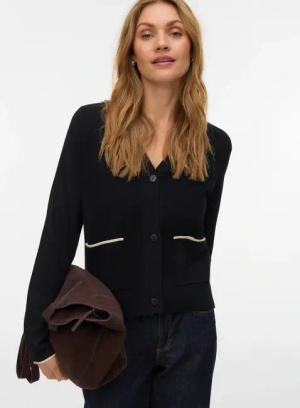 Vero Moda Strickjacke "VMGOLD LS V-NECK CONTRAST CARDIGAN"