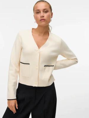 Vero Moda Strickjacke "VMGOLD LS V-NECK CONTRAST CARDIGAN"