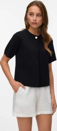 Vero Moda Strickjacke "VMGOLD SS O-NECK ONE BUTTON CARDIGAN"