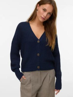 Vero Moda Strickjacke "VMLEA LS V-NECK CUFF CARDIGAN NOOS" Rippstrick