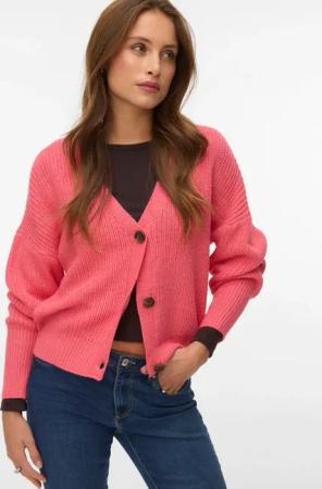 Vero Moda Strickjacke "VMLEA LS V-NECK CUFF CARDIGAN NOOS" Rippstrick