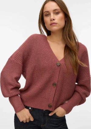 Vero Moda Strickjacke "VMLEA LS V-NECK CUFF CARDIGAN NOOS" Rippstrick