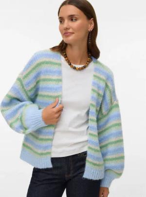 Vero Moda Strickjacke "VMMAYBE STRIPE LS OPEN CARDIGAN NOOS" Kunstfaser, loose fit