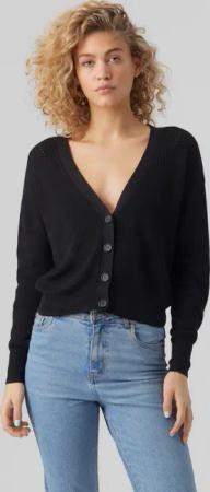 Vero Moda Strickjacke "VMNEWLEXSUN LS SHORT V-NECK CAR GA NOOS" mit Knopfleiste