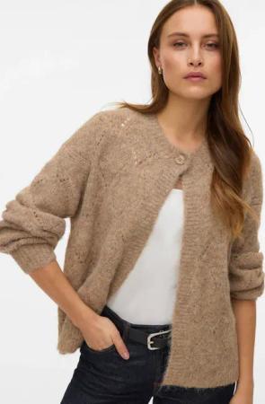 Vero Moda Strickjacke "VMSHELL LS O-NECK ONEBUTTON CARDIGAN BOO"