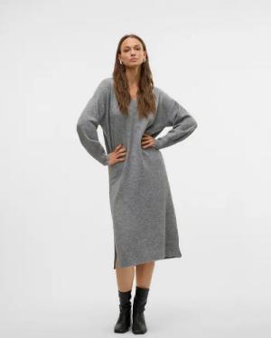 Vero Moda Strickkleid VMJUPITER LS V-NECK CALF DRESS BF