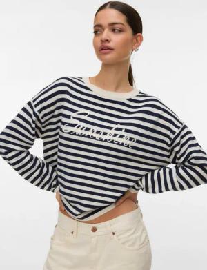 Vero Moda Strickpullover VMAPPLE LS O-NECK PULLOVER BOO mit trendigem "Sunshine" Schriftzug