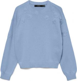 Vero Moda Strickpullover "VMDAISY EMB LS O-NECK PULLOVER BOO" mit zartem Blumenmuster