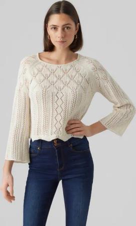 Vero Moda Strickpullover VMGINGER 3/4 BOATNECK PULLOVER GA NOOS im femininen, wunderschönen Jacquard-Strickmuster