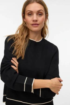 Vero Moda Strickpullover "VMGOLD LS O-NECK DOUBLE CONTRAST PULL"