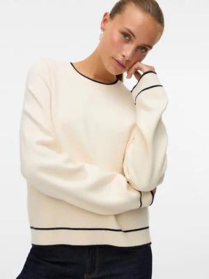Vero Moda Strickpullover VMGOLD LS O-NECK DOUBLE CONTRAST PULL