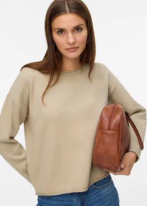 Vero Moda Strickpullover VMGOLD ROLL LS O-NECK PULLOVER GA