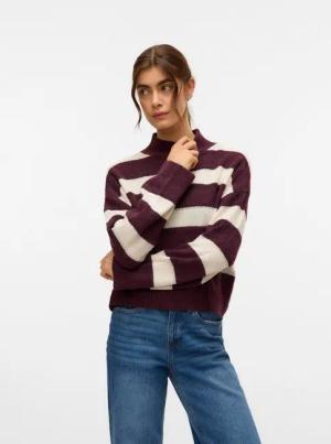 Vero Moda Strickpullover VMINEZ LS HIGHNECK SHORT PULLOVER BOO