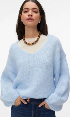 Vero Moda Strickpullover "VMMAYBE LS 2WAY V-NECK PULLOVER NOOS" Kunstfaser, locker geschnitten, V-Ausschnitt