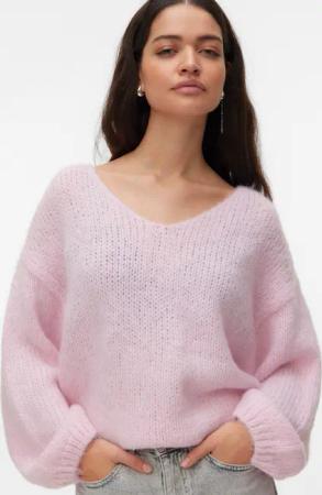 Vero Moda Strickpullover "VMMAYBE LS 2WAY V-NECK PULLOVER NOOS" Kunstfaser, locker geschnitten, V-Ausschnitt