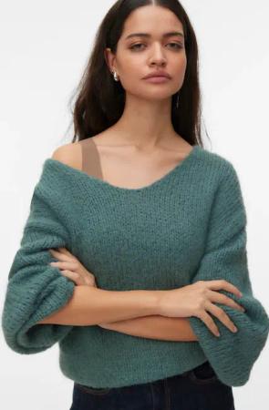 Vero Moda Strickpullover "VMMAYBE LS 2WAY V-NECK PULLOVER NOOS" Kunstfaser, locker geschnitten, V-Ausschnitt