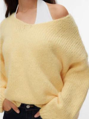 Vero Moda Strickpullover VMMAYBE LS 2WAY V-NECK PULLOVER NOOS Kunstfaser, locker geschnitten, V-Ausschnitt