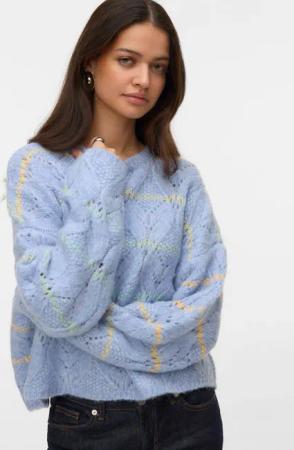 Vero Moda Strickpullover "VMNEW HATTY LS O-N STITCH PULLOVER BOO" mit zarten Streifen