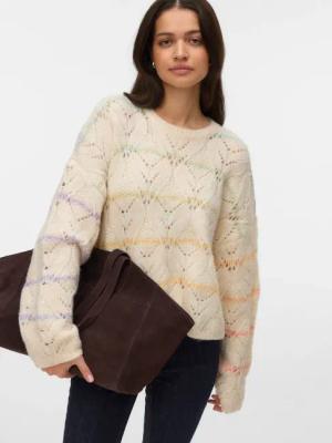Vero Moda Strickpullover "VMNEW HATTY LS O-N STITCH PULLOVER BOO" mit zarten Streifen