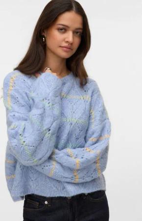 Vero Moda Strickpullover VMNEW HATTY LS O-N STITCH PULLOVER BOO mit zarten Streifen