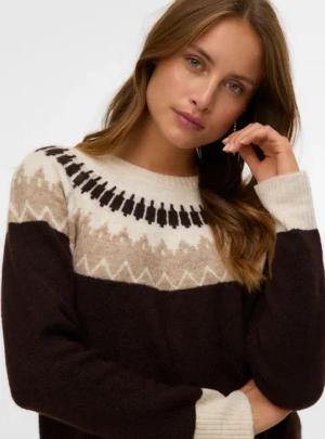Vero Moda Strickpullover "VMSIMONE LS NORDIC PULLOVER GA REP BOO"