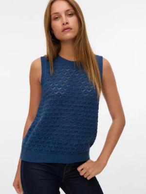 Vero Moda Stricktop VMJAQUELINE SL O-NECK TOP BOO mit zartem Ajourmuster