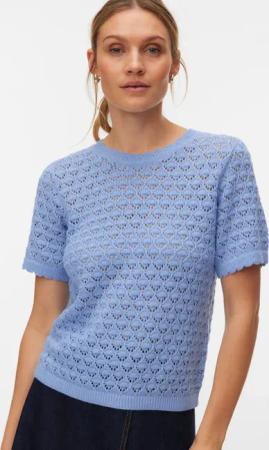 Vero Moda Stricktop "VMJAQUELINE SS O-NECK TOP BOO" mit zartem Muster