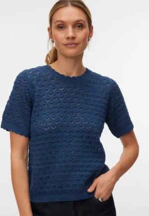 Vero Moda Stricktop VMJAQUELINE SS O-NECK TOP BOO mit zartem Muster
